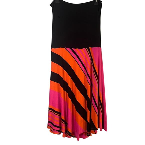 Vintage Avon Mark Convertible Strapless Dress Skirt Black Orange Pink Boho XXL - Picture 5 of 6